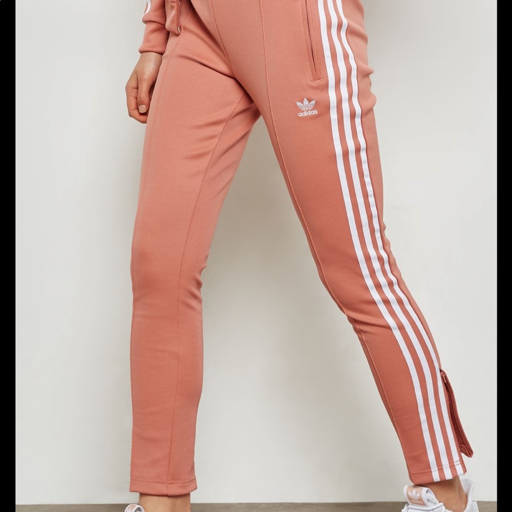 Adidas pink tapered zip sweatpants